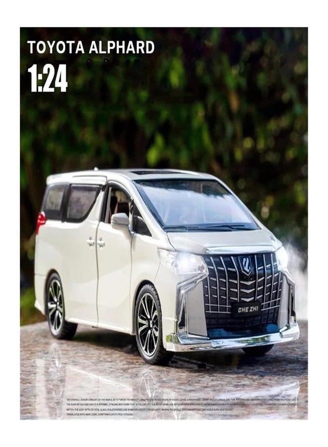BlackZone Compatible for 1/24 Toyota Alphard Toy Car Metal Pull Back Diecast Car with Openable Door, Sound and Lights, Vehicles Toys for Gift Boys and Girls (White, 1:24 Medium) - Image 5